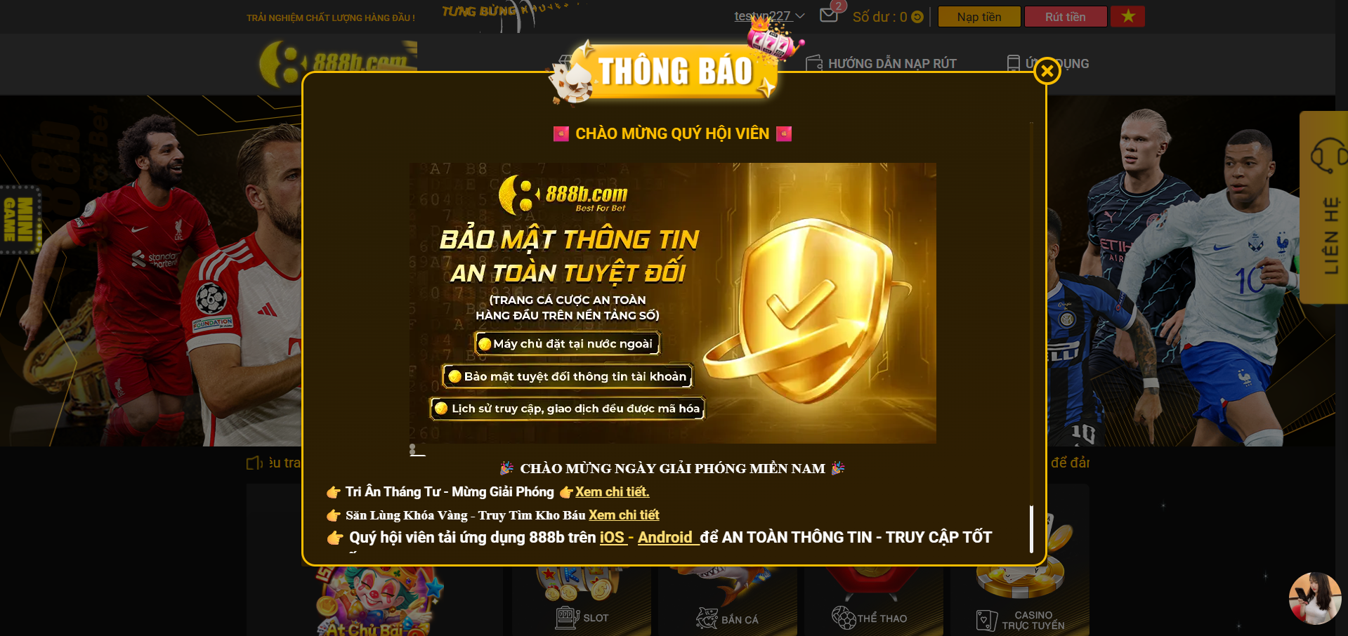 888b THÔNG BÁO